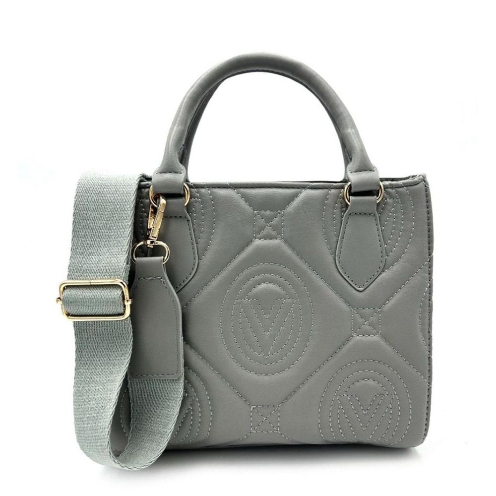 Valentino Orlandi Gray Quilted Top-Handle Crossbody Bag